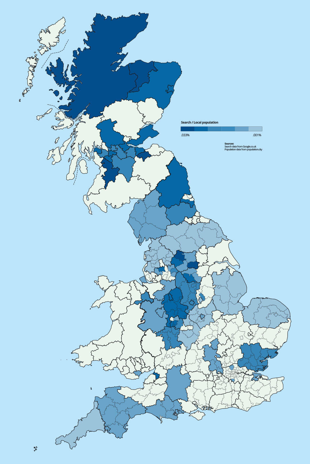 Map showing gritting search data X population